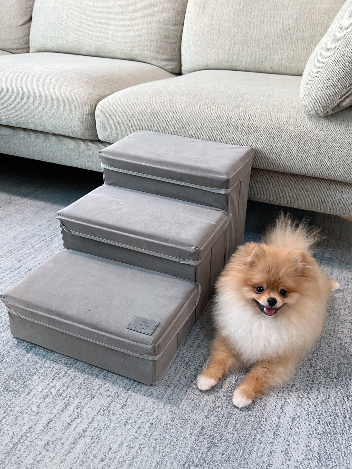 Goodest Friend Pet Stairs with Storage - Foldable Ramp Up Stairs for Easy Access to Sofa & Bed for Dogs & Puppies