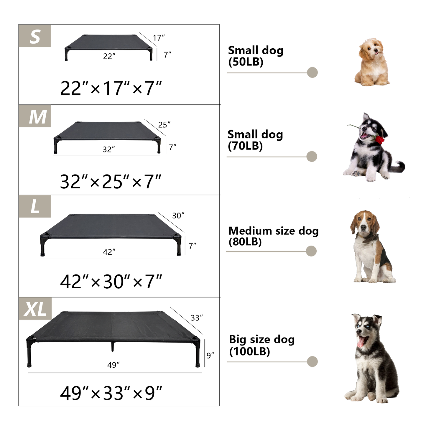 Goodest Friend Premium Cooling Elevated Dog Mesh Bed - Portable Raised Mesh Pet Bed for Indoor & Outdoor