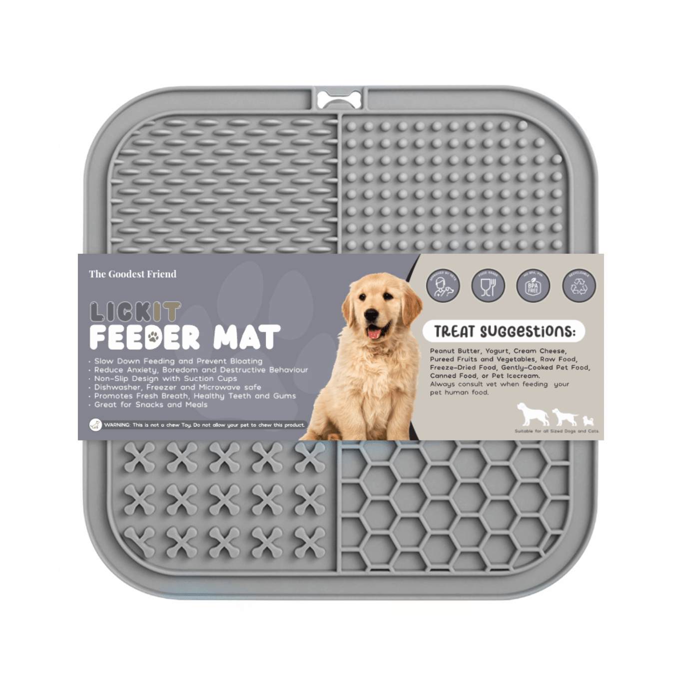Goodest Friend Lick Mat - Slow Feeder & Calming Mat for Dogs & Cats