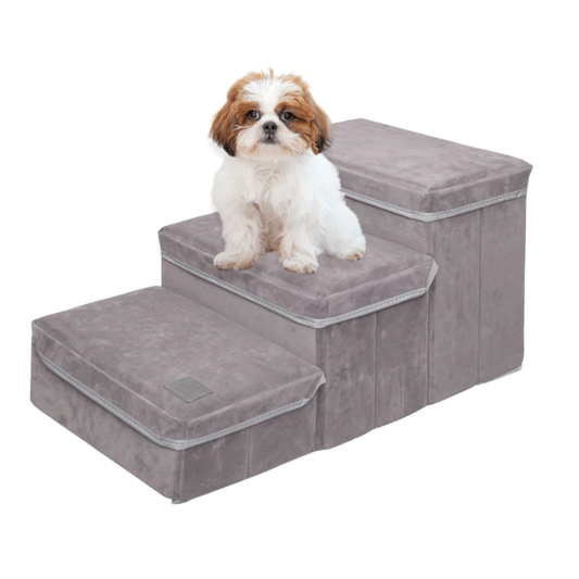 Goodest Friend Pet Stairs with Storage - Foldable Ramp Up Stairs for Easy Access to Sofa & Bed for Dogs & Puppies